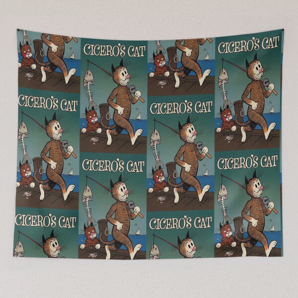 Item preview, Vintage “Cicero’s Cat” Dockside Fishing Comic Illustration designed and sold by Analog Aura .