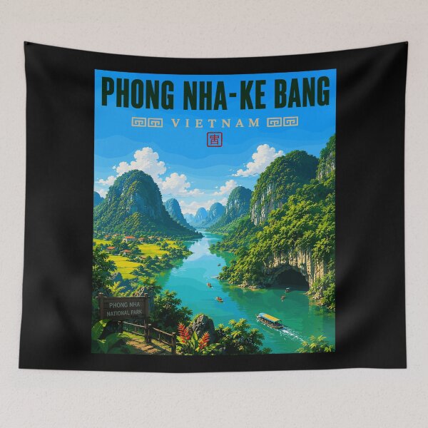 Item preview, Phong Nha - Ke Bang National Park in Vietnam, Vintage Art Travel Landscape designed and sold by MaateoDesign.