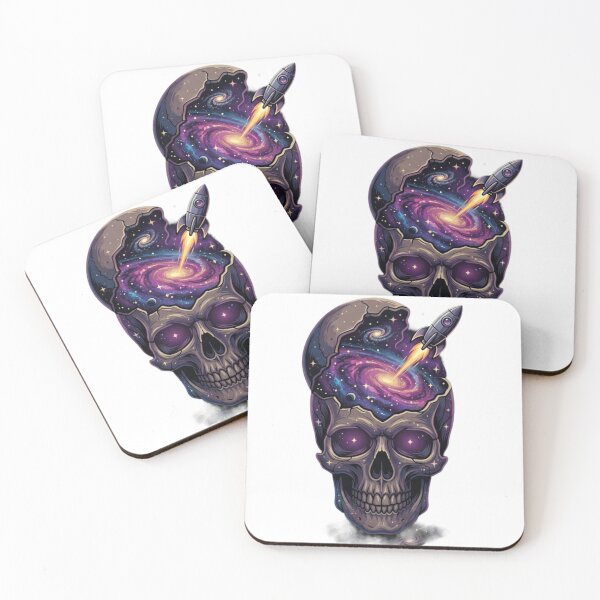 Item preview, Cosmic Galaxy Skull Space Rocket Art designed and sold by JeevanStickers.