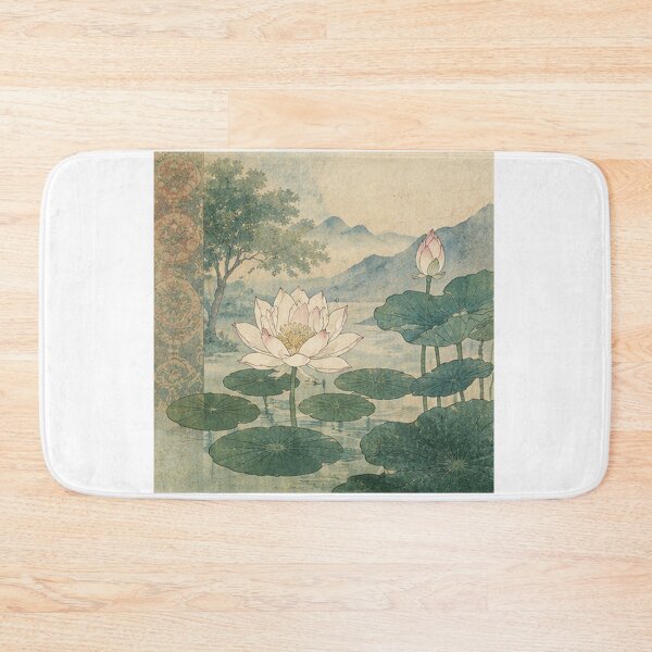 Item preview, vintage pond with lotus designed and sold by inainart.