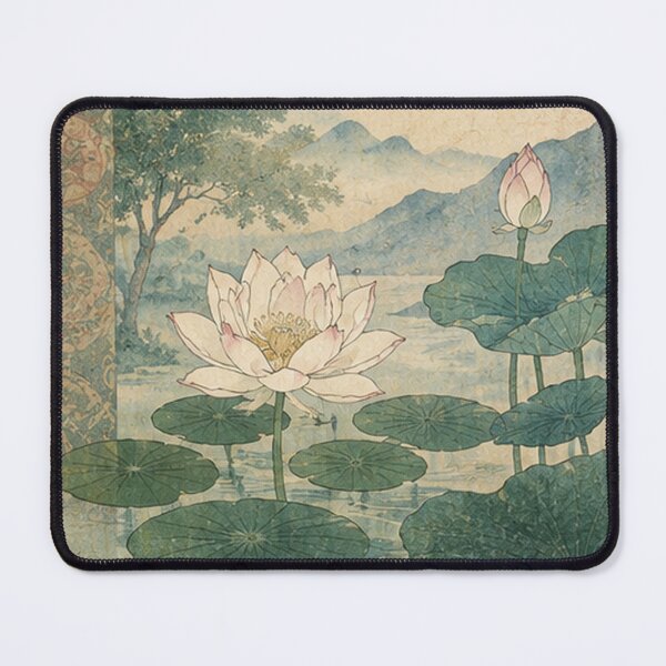 Item preview, vintage pond with lotus designed and sold by inainart.