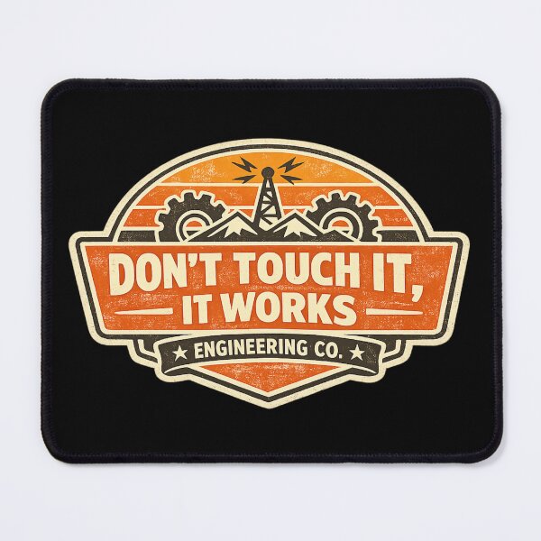 Item preview, Don’t Touch It It Works – Vintage Engineering Humor Retro Badge designed and sold by MartBook.