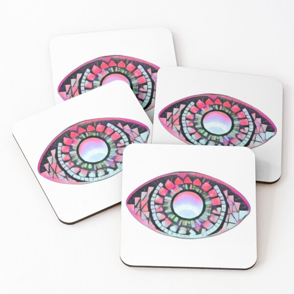 Item preview, Trippy Pink & Blue Mosaic Evil Eye designed and sold by MajestyMaker.