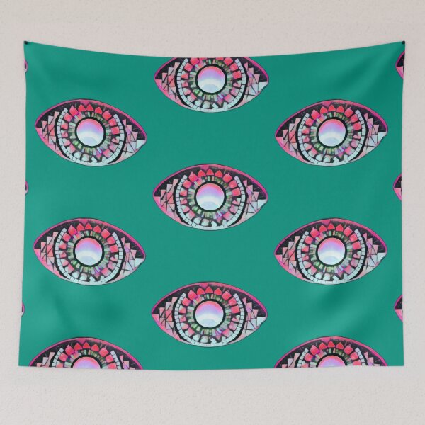 Item preview, Trippy Pink & Blue Mosaic Evil Eye designed and sold by MajestyMaker.