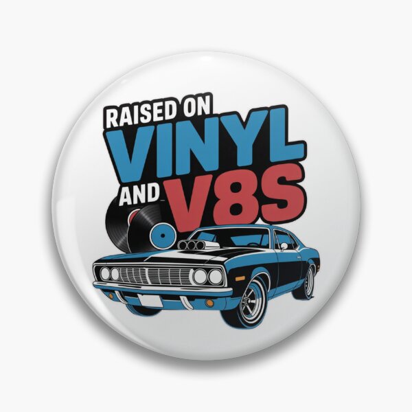 Item preview, Raised on Vinyl and V8s – Retro 70s Muscle Car Design T-Shirt designed and sold by MerchlyMike.