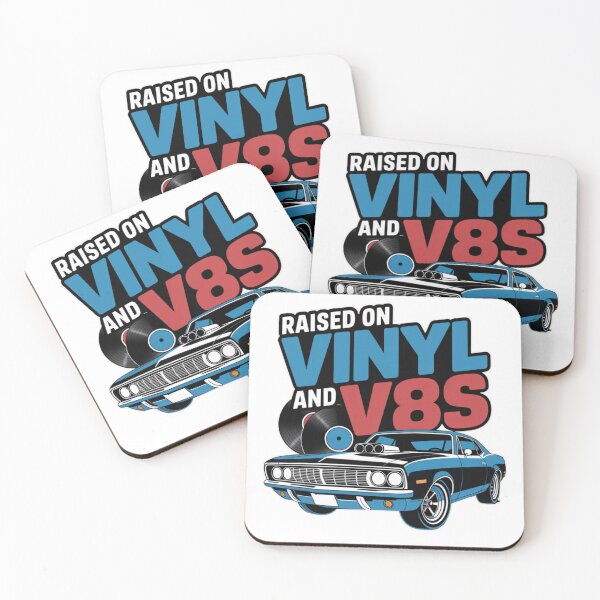 Item preview, Raised on Vinyl and V8s – Retro 70s Muscle Car Design T-Shirt designed and sold by MerchlyMike.