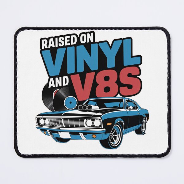 Item preview, Raised on Vinyl and V8s – Retro 70s Muscle Car Design T-Shirt designed and sold by MerchlyMike.