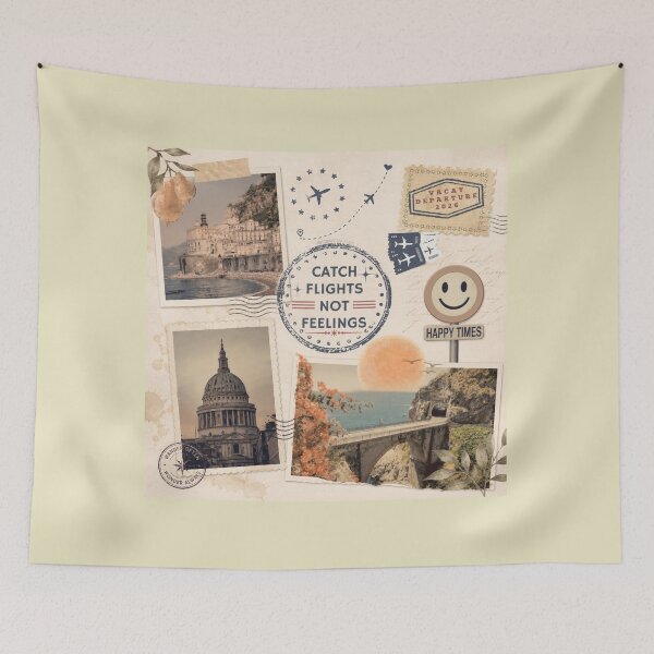 Item preview, Catch Flights Not Feelings Vintage Travel Scrapbook Aesthetic designed and sold by KaBaRen.