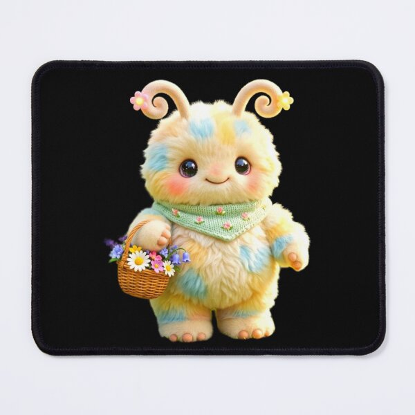 Item preview, Wemmbu Cute Fluffy Pastel Creature Flower Basket Art designed and sold by ExploreAura Studio.