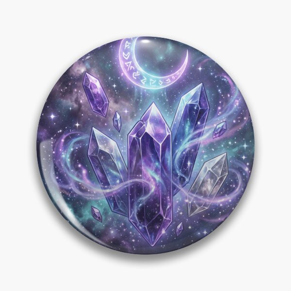 Item preview, Mystical Galaxy Crystals Celestial Moon Circle - Witchy Aesthetic Crystal Cluster Art designed and sold by Rovano.
