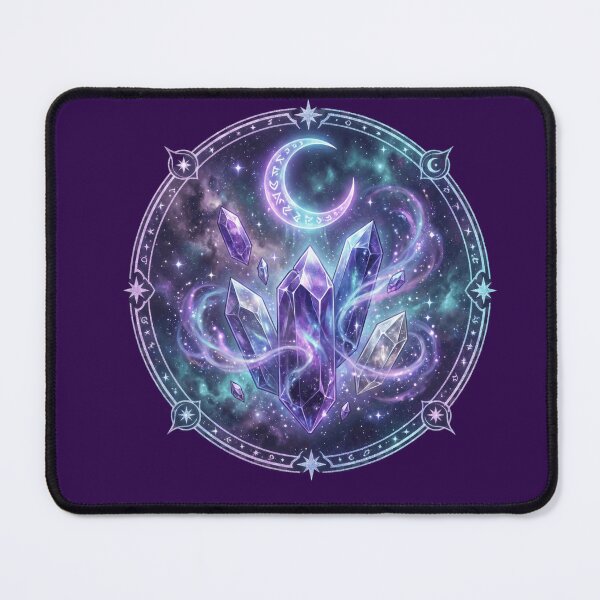 Item preview, Mystical Galaxy Crystals Celestial Moon Circle - Witchy Aesthetic Crystal Cluster Art designed and sold by Rovano.