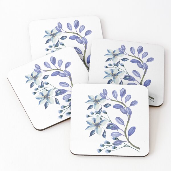 Item preview, Arching Blue floral vine on white designed and sold by Sage2026.