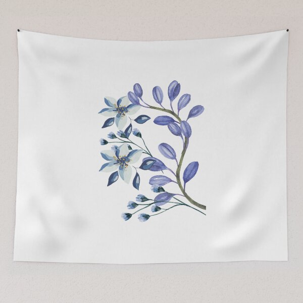 Item preview, Arching Blue floral vine on white designed and sold by Sage2026.