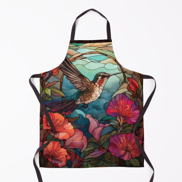 Item preview, Hummingbird and Blossoms Stained Glass Art designed and sold by pinkal.