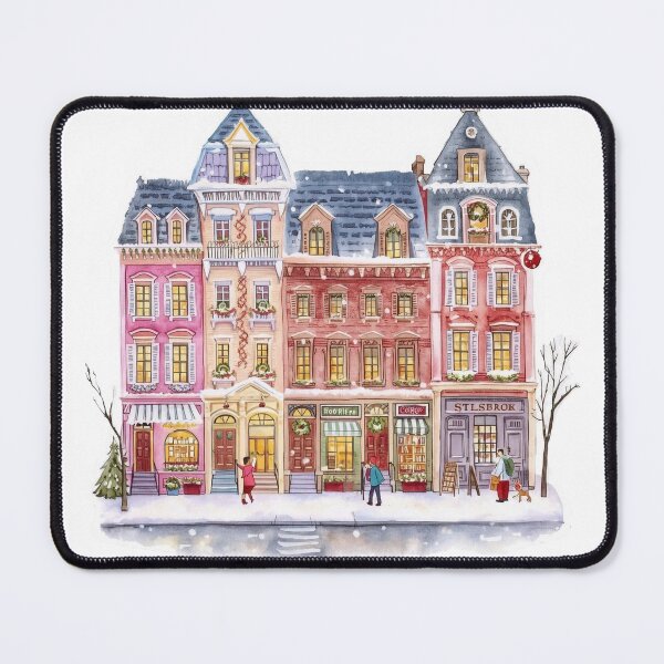 Item preview, Watercolor Winter Village Christmas Town designed and sold by CozyinTime.