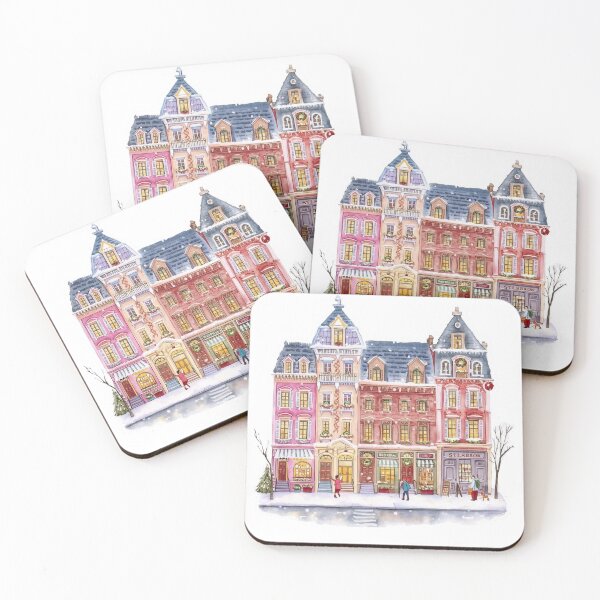 Item preview, Watercolor Winter Village Christmas Town designed and sold by CozyinTime.