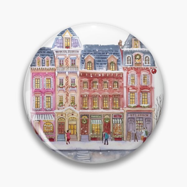 Item preview, Watercolor Winter Village Christmas Town designed and sold by CozyinTime.