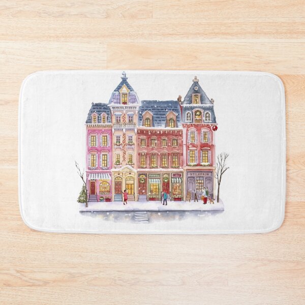 Item preview, Watercolor Winter Village Christmas Town designed and sold by CozyinTime.