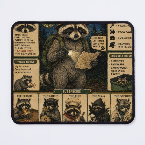 Item preview, Trash Panda – A Field Guide to Raccoons | Funny Retro Wildlife Poster designed and sold by 4TinyPaws.