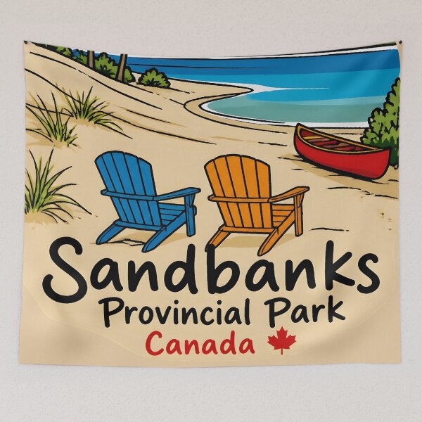 Item preview, Sandbanks Park Ontario Cute Sandy Dunes Retro Beach  designed and sold by HowToCanadian.