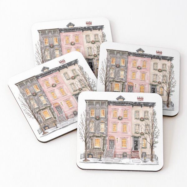 Item preview, Cozy Winter Townhouses Watercolor designed and sold by CozyinTime.