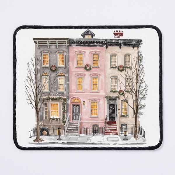 Item preview, Cozy Winter Townhouses Watercolor designed and sold by CozyinTime.