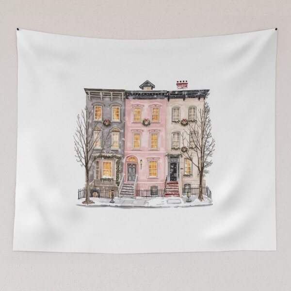 Item preview, Cozy Winter Townhouses Watercolor designed and sold by CozyinTime.