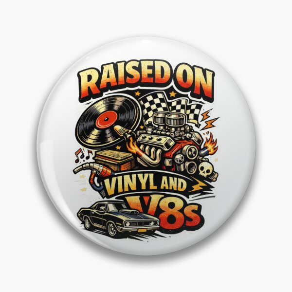 Item preview, Raised on Vinyl and V8s – Retro 70s Muscle Car Design T-Shirt designed and sold by MerchlyMike.