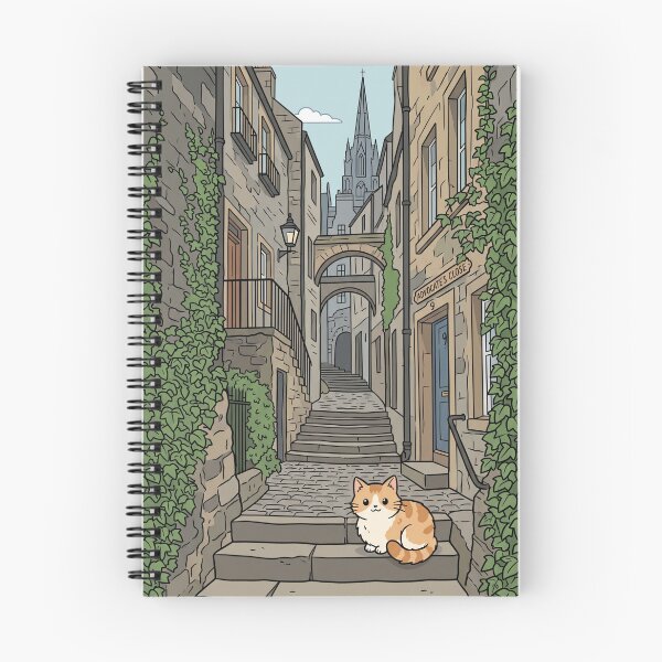 Item preview, Cozy Ginger Cat in Twilight Edinburgh Close - Romantic Scottish Alleyway designed and sold by SpiriTravels.