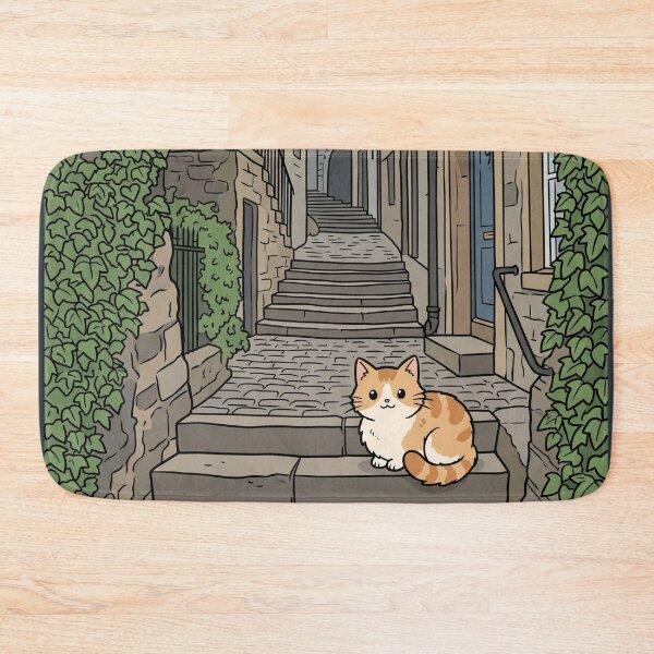 Item preview, Cozy Ginger Cat in Twilight Edinburgh Close - Romantic Scottish Alleyway designed and sold by SpiriTravels.