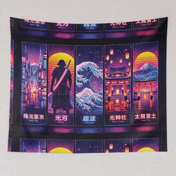 Item preview, Vaporwave Japanese Cityscape Anime Style Artwork designed and sold by Gold Turtle  Lina.