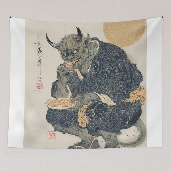 Item preview, Japanese Demon Eating pizza designed and sold by lautir.