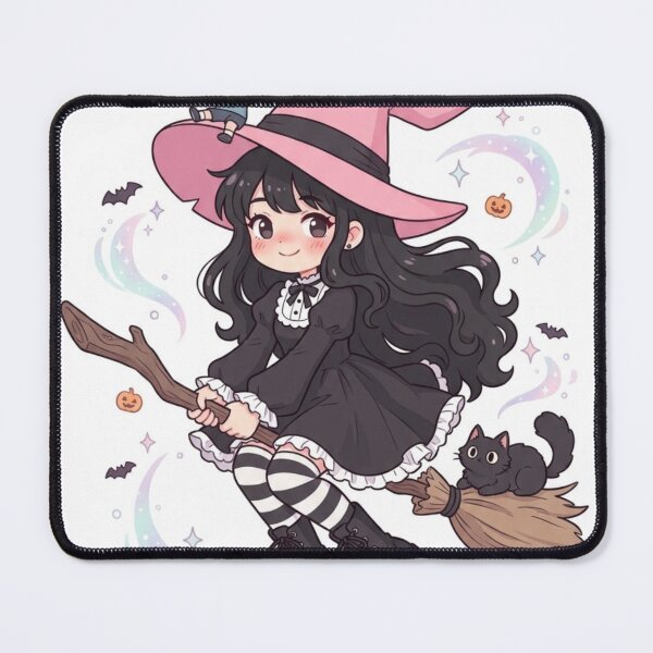 Item preview, Cute Kawaii Witch Flying With Cat designed and sold by shadafzaheen1.