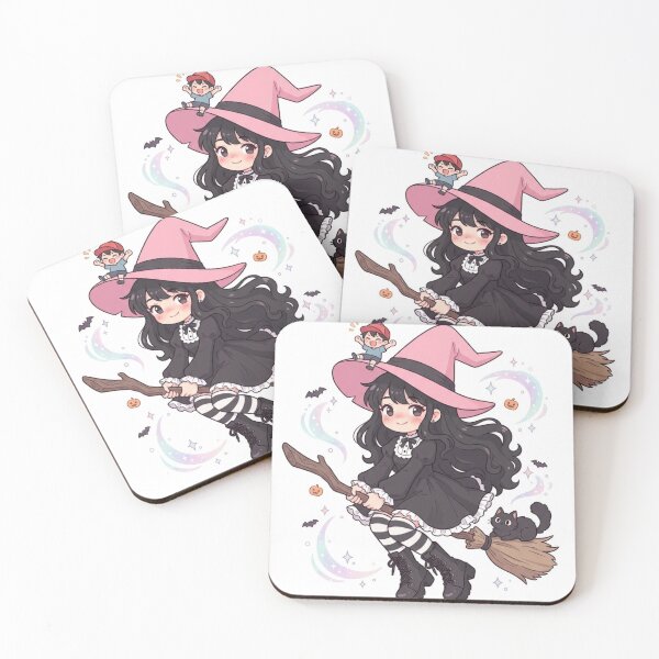 Item preview, Cute Kawaii Witch Flying With Cat designed and sold by shadafzaheen1.