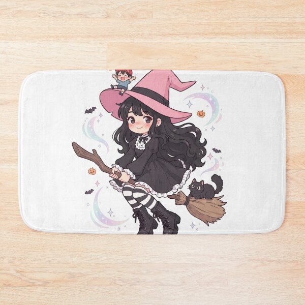 Item preview, Cute Kawaii Witch Flying With Cat designed and sold by shadafzaheen1.