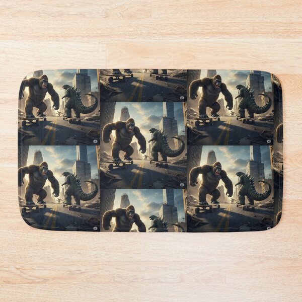 Item preview, Looks like AI generated king kong and godzilla skate boarding ! designed and sold by Byoudesigns.