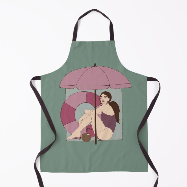 Item preview, Stylish summer composition of a girl sitting on the beach in the shade of a large pink umbrella. The ultimate embodiment of "dolce far niente" aesthetic. designed and sold by Grin Katalina Floral Patterns & Cozy Art.