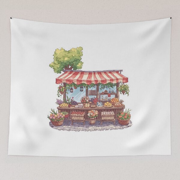 Item preview, Watercolor Flower Market and Fruit Stall designed and sold by CozyinTime.