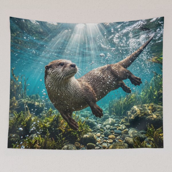 Item preview, Playful River Otter Underwater Swim designed and sold by Quiet life.
