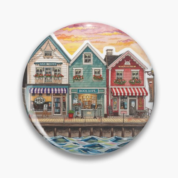 Item preview, Bookstore Waterfront Village Street designed and sold by CozyinTime.