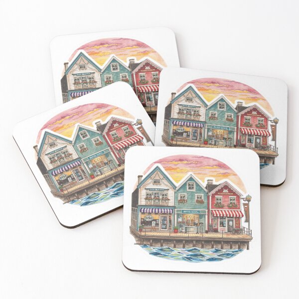 Item preview, Bookstore Waterfront Village Street designed and sold by CozyinTime.