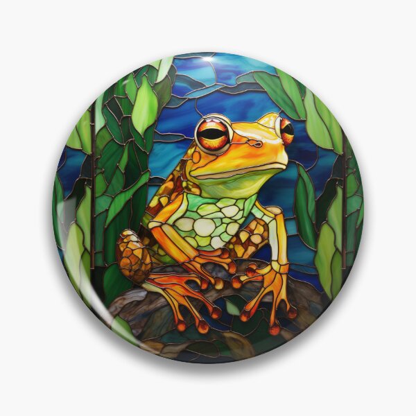 Item preview, Frog in the Rainforest Stained Glass Art designed and sold by pinkal.
