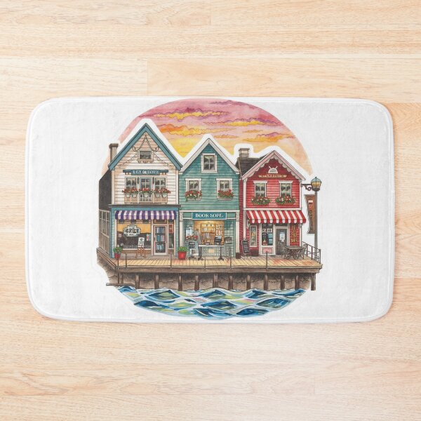 Item preview, Bookstore Waterfront Village Street designed and sold by CozyinTime.