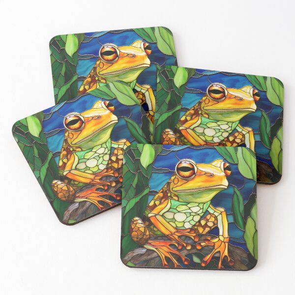 Item preview, Frog in the Rainforest Stained Glass Art designed and sold by pinkal.