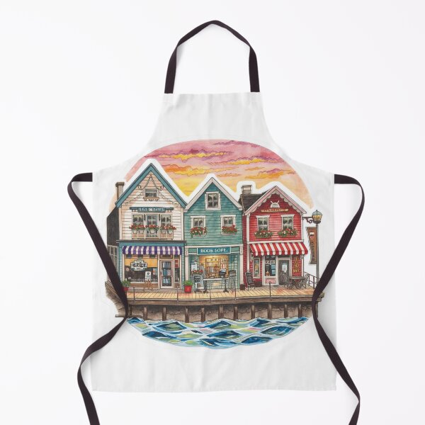 Item preview, Bookstore Waterfront Village Street designed and sold by CozyinTime.