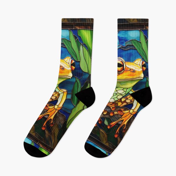 Item preview, Frog in the Rainforest Stained Glass Art designed and sold by pinkal.