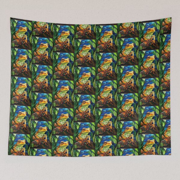 Item preview, Frog in the Rainforest Stained Glass Art designed and sold by pinkal.