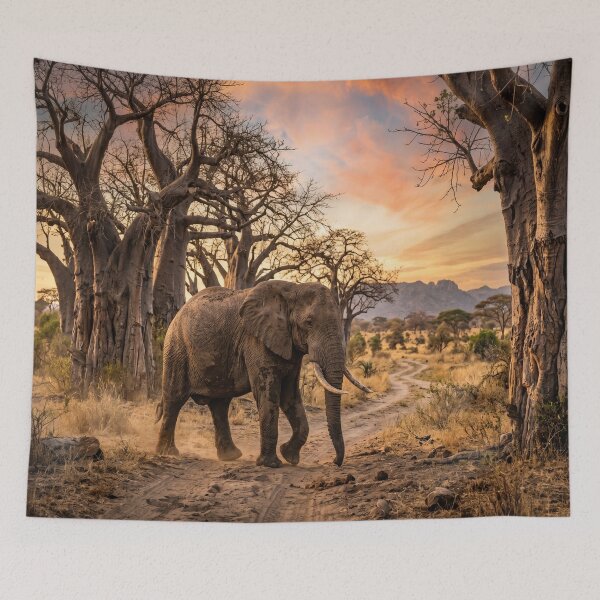 Item preview, African Elephant Savanna Sunset Walk designed and sold by Natural life.