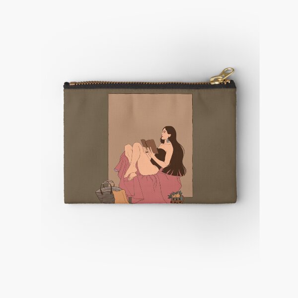 Item preview, Cozy summer moment. A girl in a swimsuit deeply focused on reading a book during her vacation. Warm design for book lovers and slow living enthusiasts. designed and sold by Grin Katalina Floral Patterns & Cozy Art.
