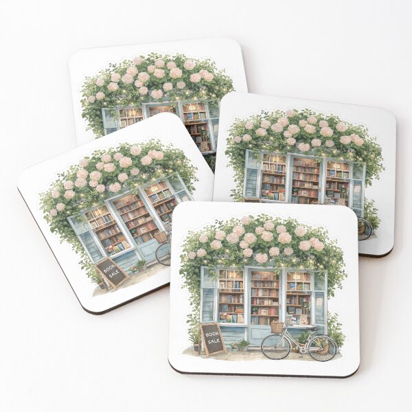 Item preview, Cozy Bookstore with Flower Arch and Bicycle designed and sold by CozyinTime.